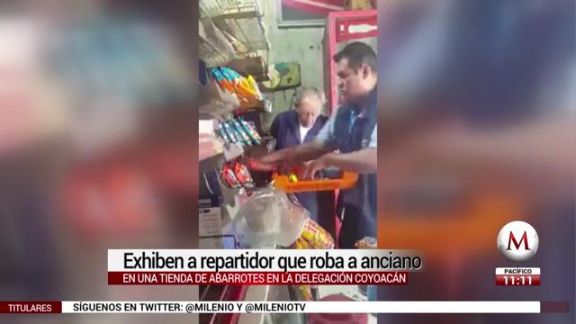 Captan a empleado de Bimbo robando a anciano