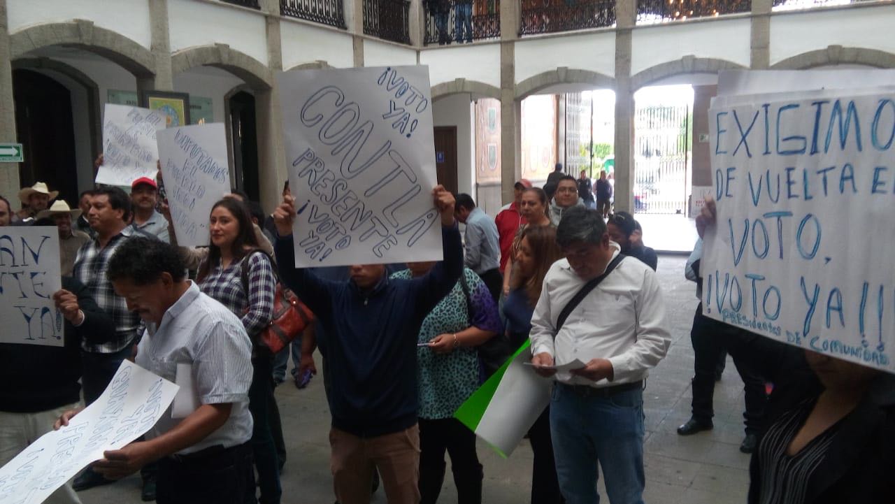 Protestan presientes de comunidad contra la Legislación del estado de Tlaxcala (Adolfo Tenahua)