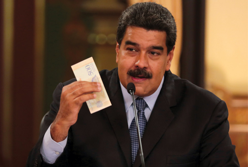 "Cambio de valor. Nicolás Maduro presentó el billete de 500 bolívares, el cual valdrá 50 millones de bolívares anteriores"(Reuters).