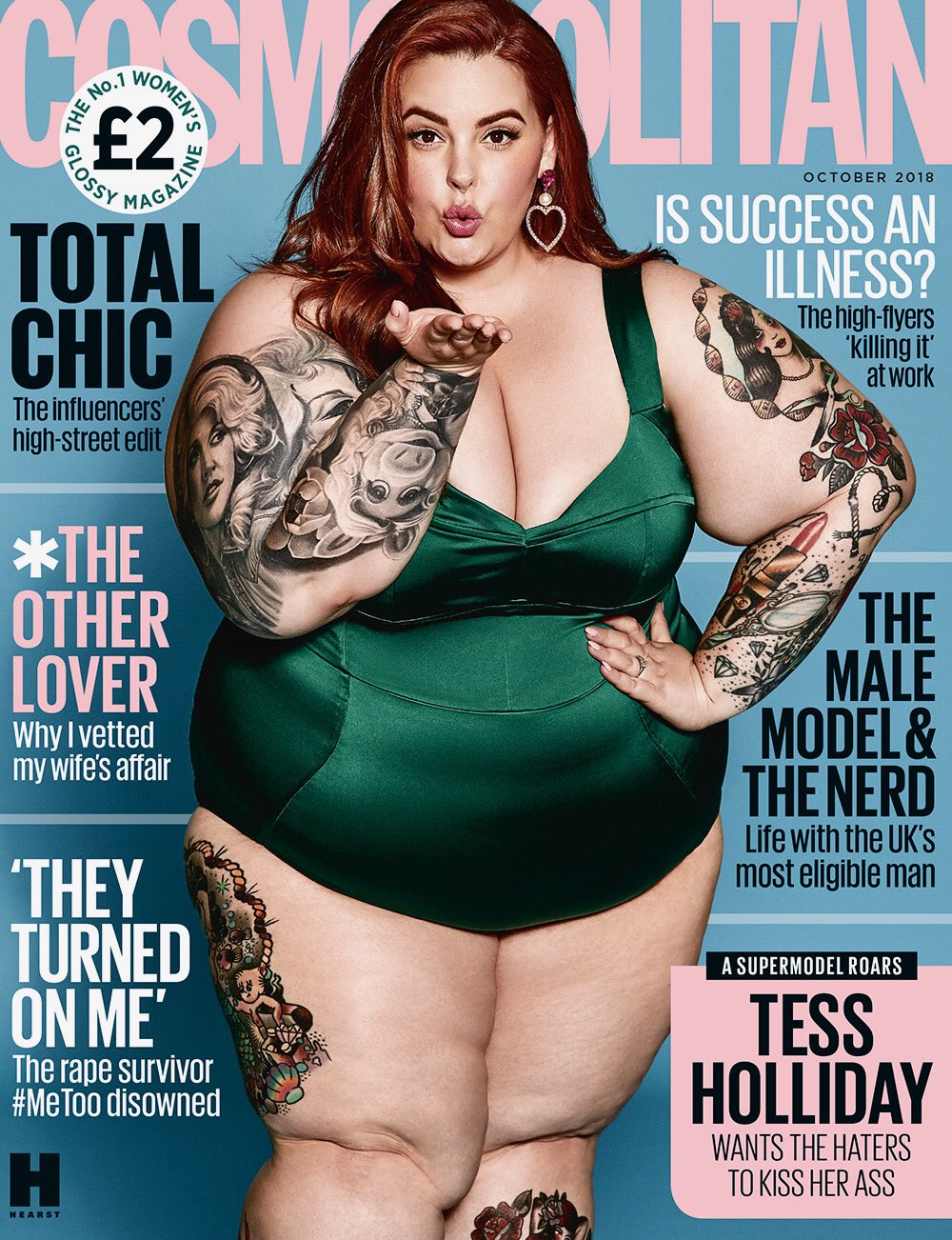 El artículo de portada de la entrevista con Tess Holliday se llama 'Quiere que sus haters le besen el trasero'. (@Tess_Holliday)