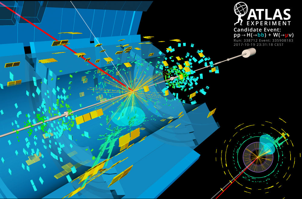 El bosón de Higgs se descompone en dos quarks belleza. (CERN)