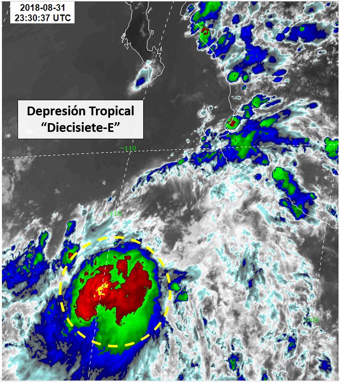 La depresión tropical se ubica a 680 kilómetros de Manzanillo. (SMN)