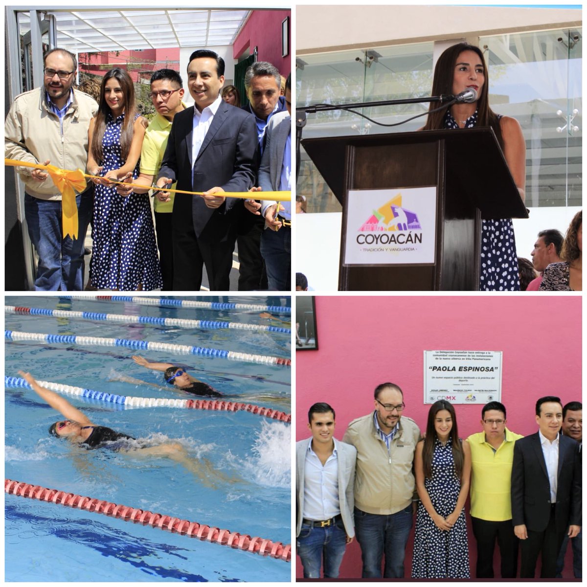 Paola inaugura alberca que llevará su nombre en la delegación Coyoacán (Twitter @Del_Coyoacan)