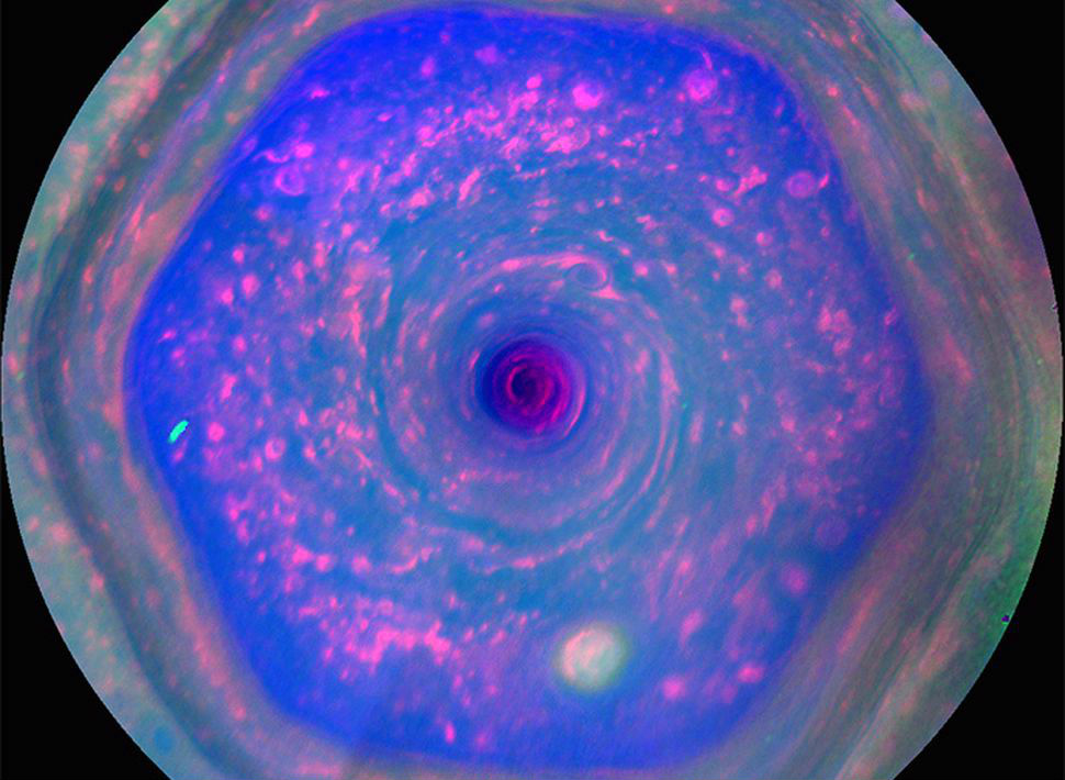 El extraño hexágono en el polo norte de Saturno. (NASA/JPL-Caltech/SSI/Hampton University)
