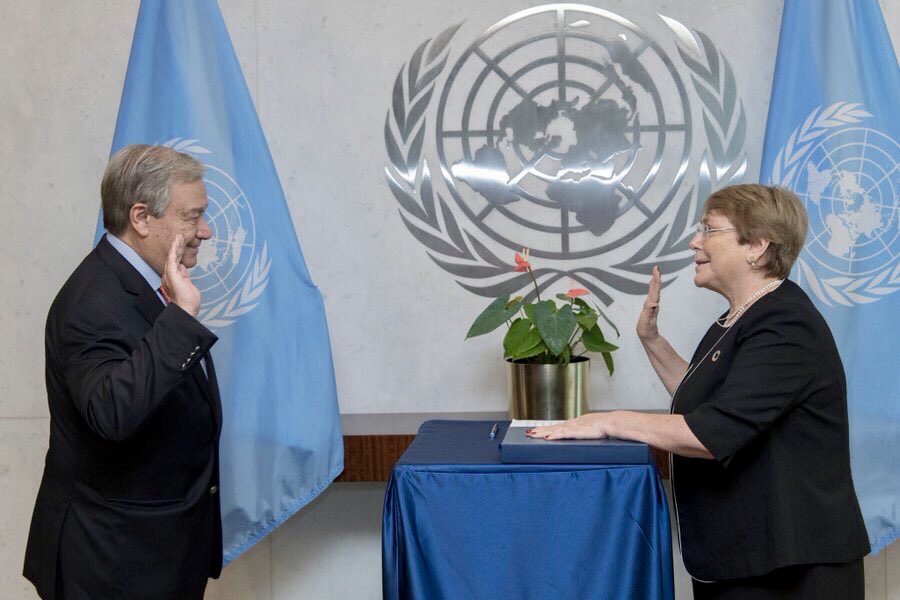 Michelle Bachelet, alta comisionada de Naciones Unidas para los Derechos Humanos. (Twitter)