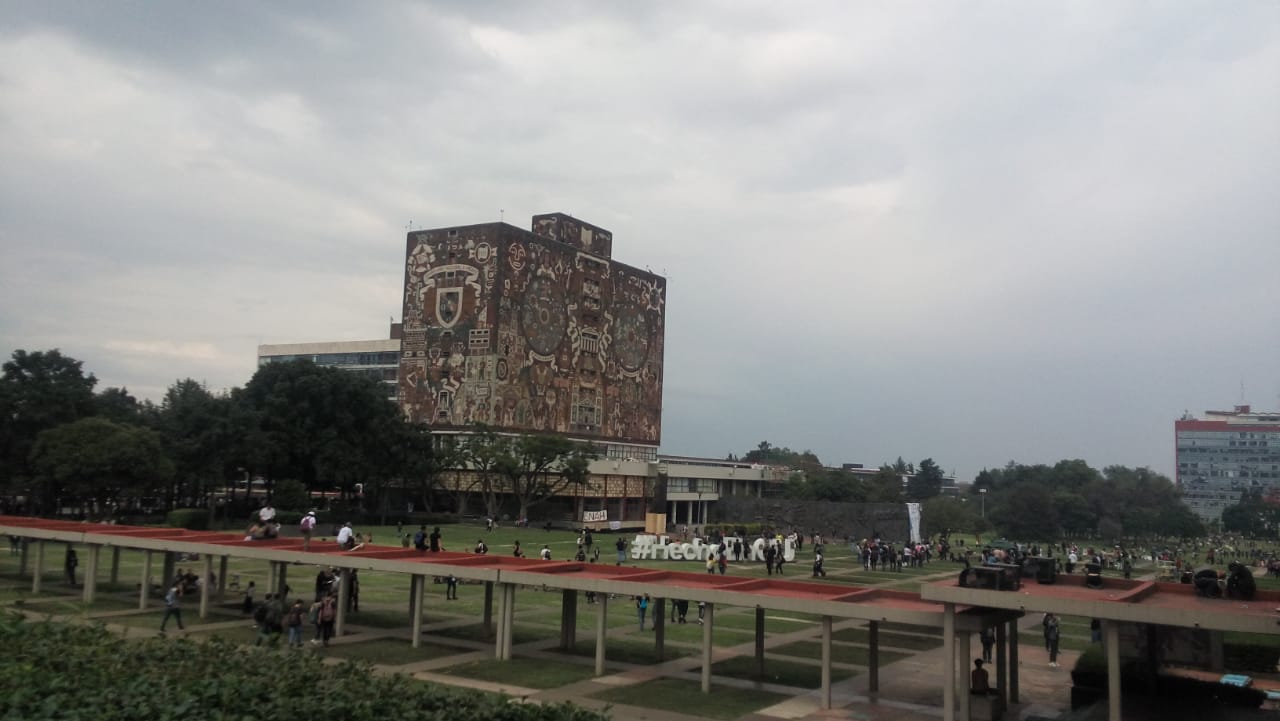 La UNAM tras la protesta de este miércoles para exigir la salida de grupos porriles en la universidad. (Iván Ramírez)
