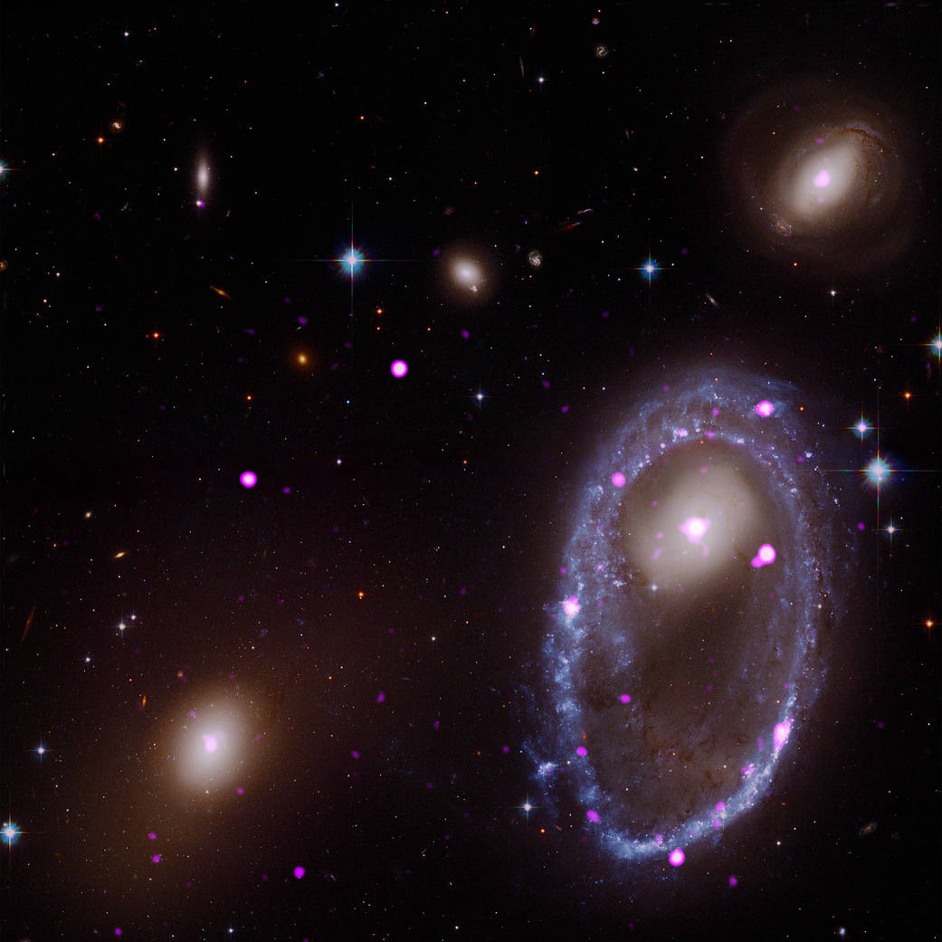 El anillo de agujeros negros de la galaxia AM 0644. (NASA / CXC / INAF / A. Wolter et al.)