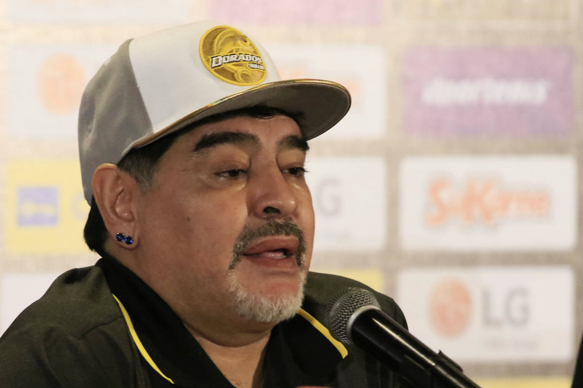 Diego Maradona durante su presentación como técnico de Dorados (Imago7)