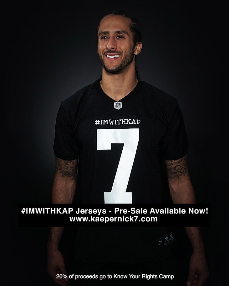 El jersey de Colin Kaepernick, el cual no pertenece a ningún equipo (Twitter @Kaepernick7)