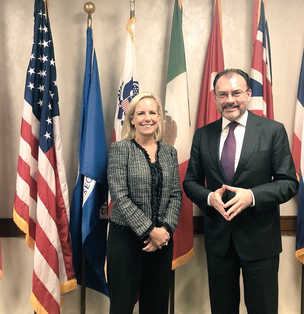 El canciller Luis Videgaray y la secretaria de Seguridad Interna, Kirstjen Nielsen.