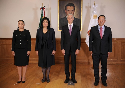 Con los nuevos titulares de Turismo, Trabajo y Desarrollo Agropecuario. (Especial)