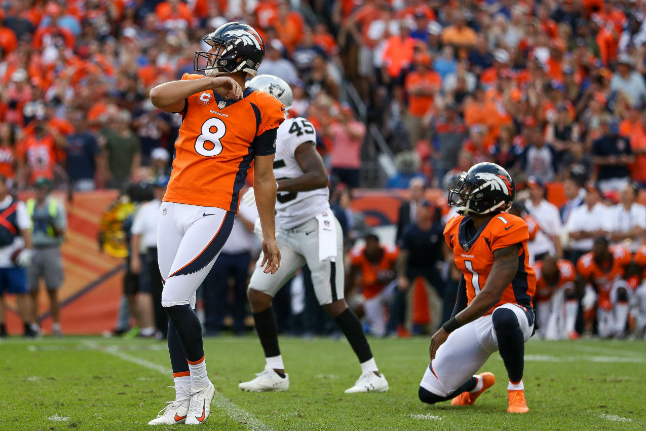McManus realizö el gol de campo de la victoria para Denver sobre Oakland (AFP)