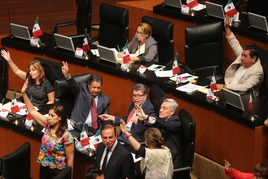 Los senadores durante la votación del plan de austeridad. (Jorge Carballo)