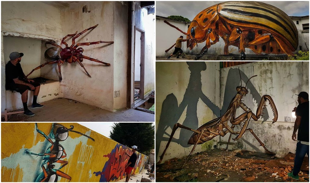 Los graffitis de Odeith parecen salir de las paredes. (@odeith)