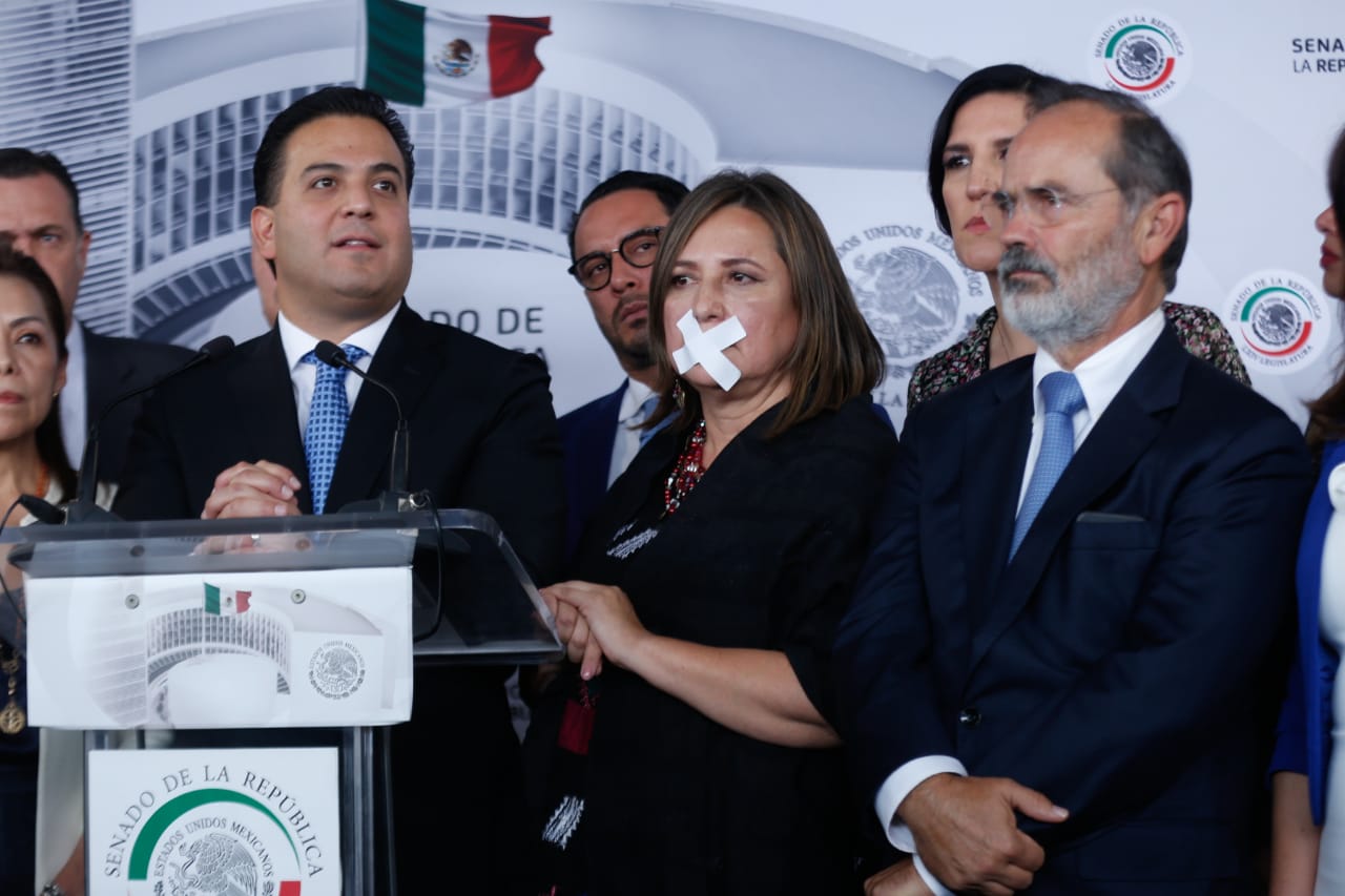 Los senadores del PAN: Damián Zepeda, Xóchitl Gálvez y Gustavo Madero (Araceli López)