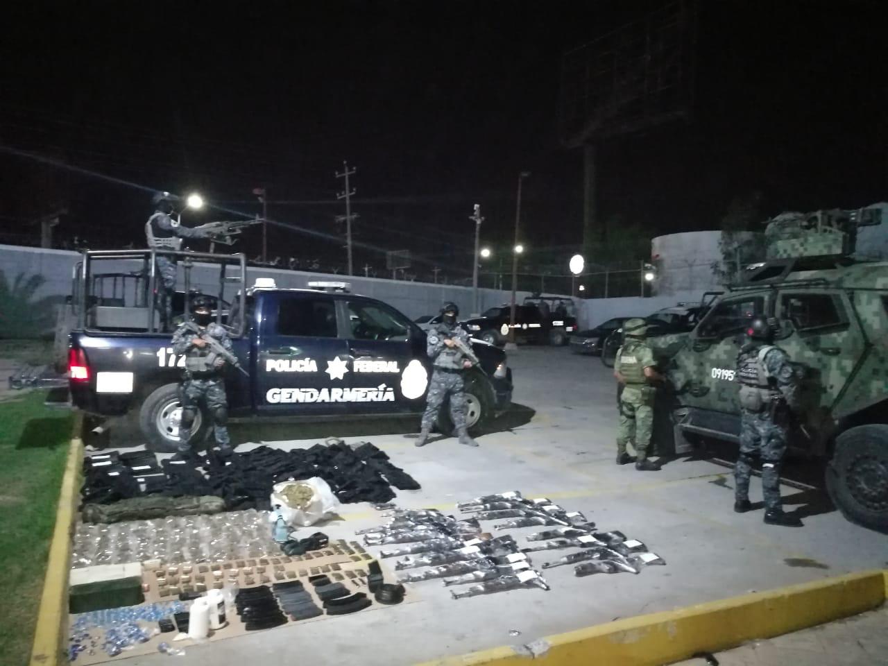 La División de Gendarmería de la Policía Federal y el Ejército hallaron un arsenal en Reynosa, Tamaulipas.
