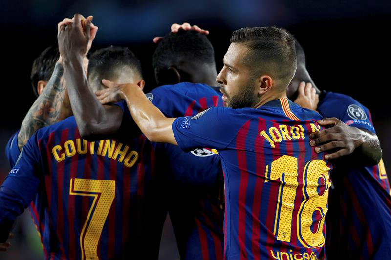 FC Barcelona durante su triunfo ante el PSV en la Liga de Campeones (EFE)