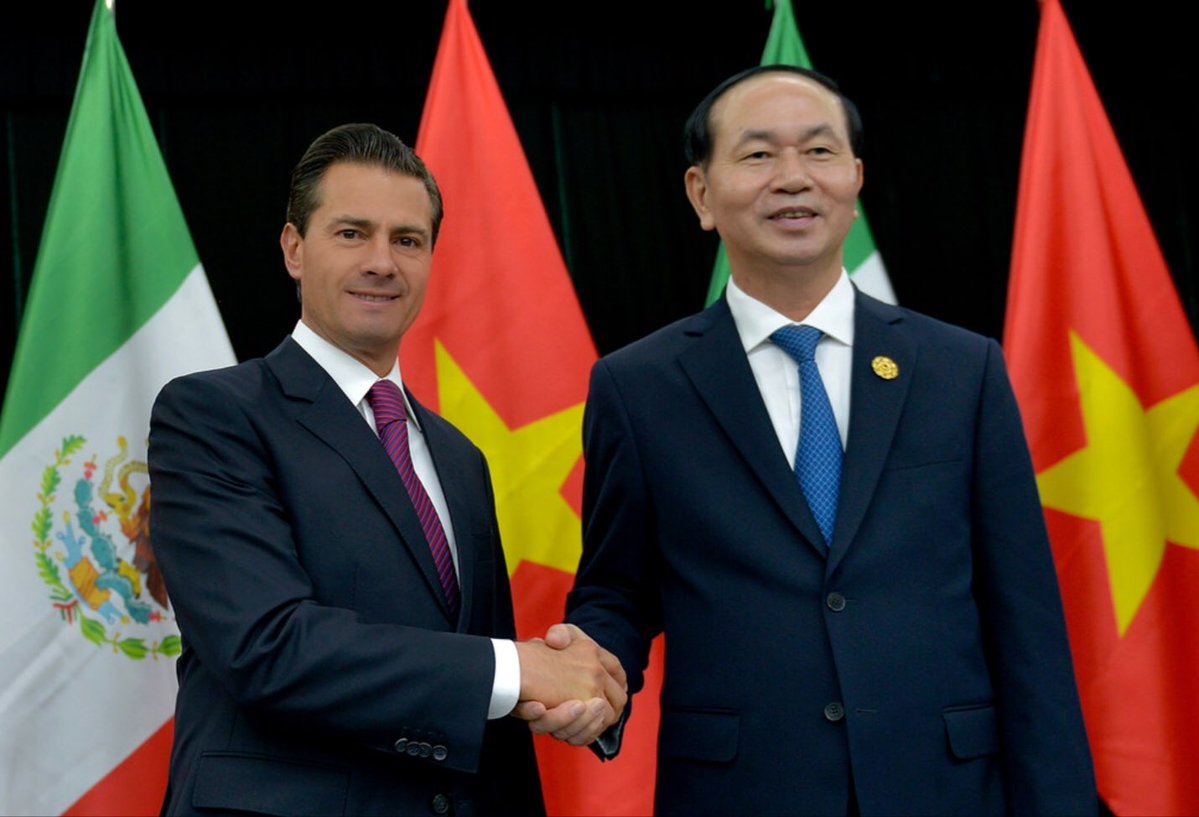 El presidente Enrique Peña Nieto y su homólogo de Vietnam, Tran Dai Quang. (Especial)