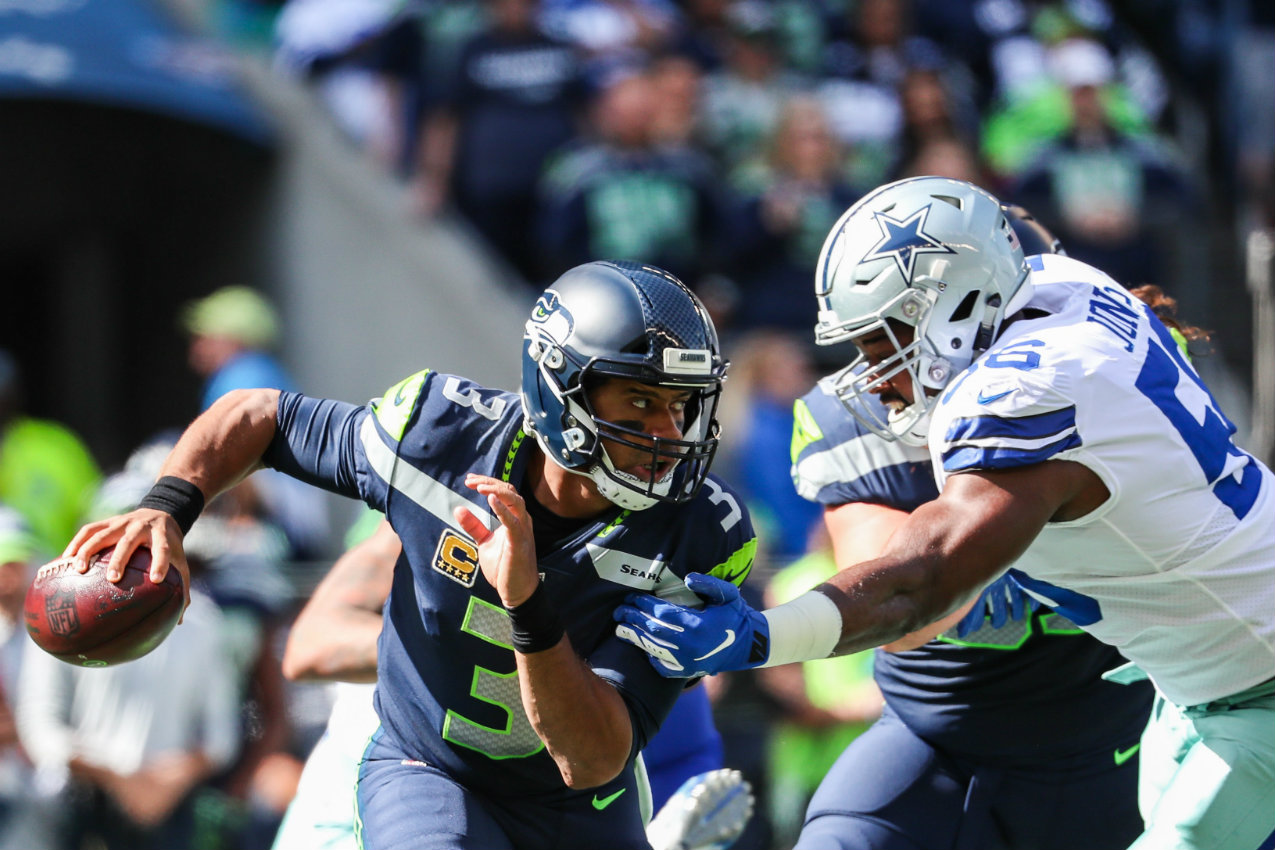 Russell Wilson tuvo una destacada actuación en la victoria ante los Cowboys (AFP)