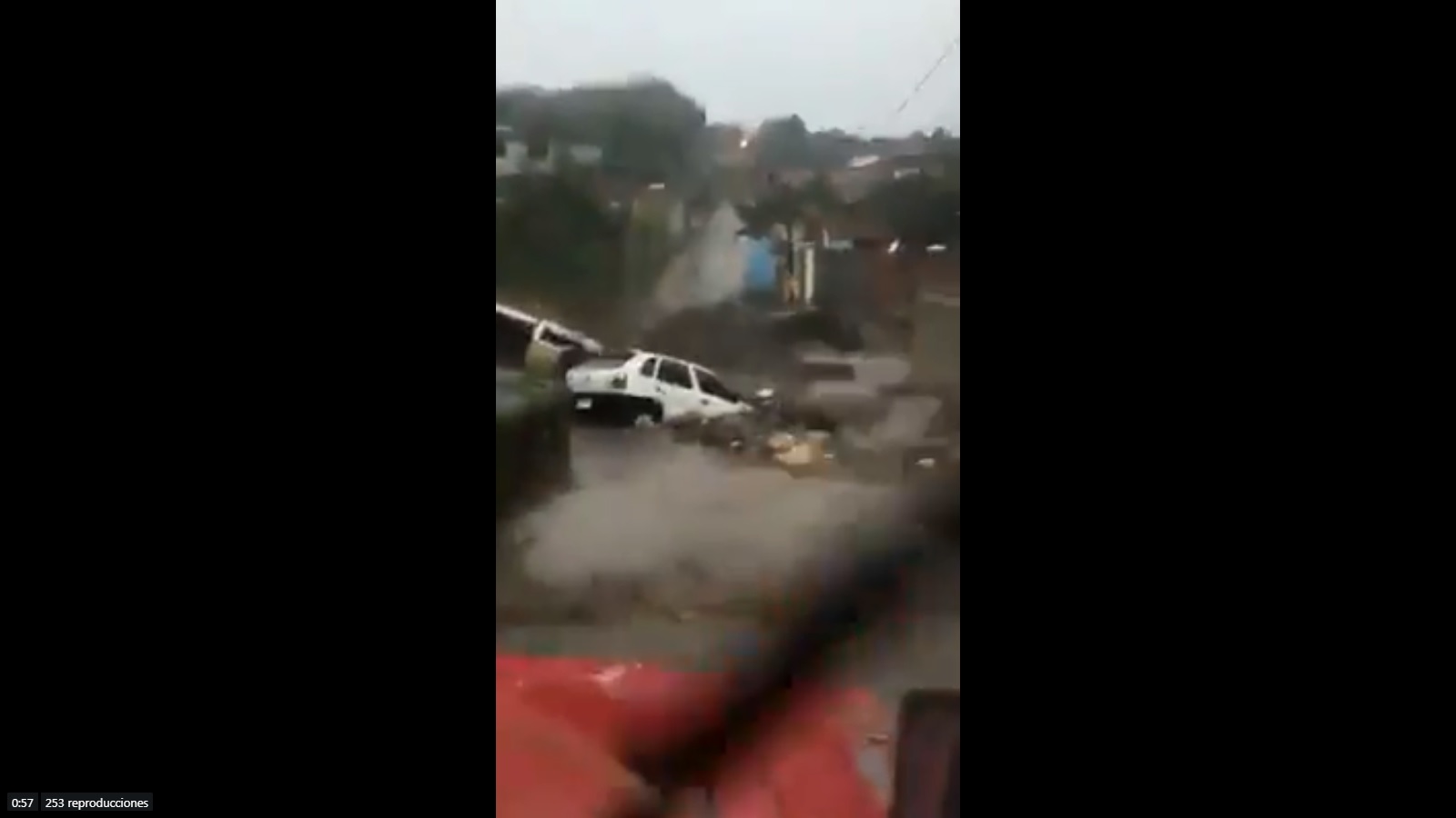 Usuarios de redes sociales difundieron videos donde se ve cómo la corriente arrastra coches, árboles y lodo.
