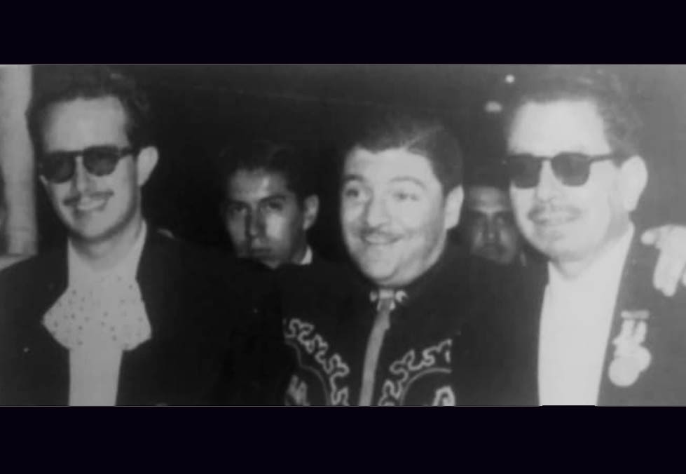 De izquierda a derecha Rubén Fuentes, José Alfredo Jiménez y Silvestre Vargas, imagen incluida en el libro (Enrique Vázquez)