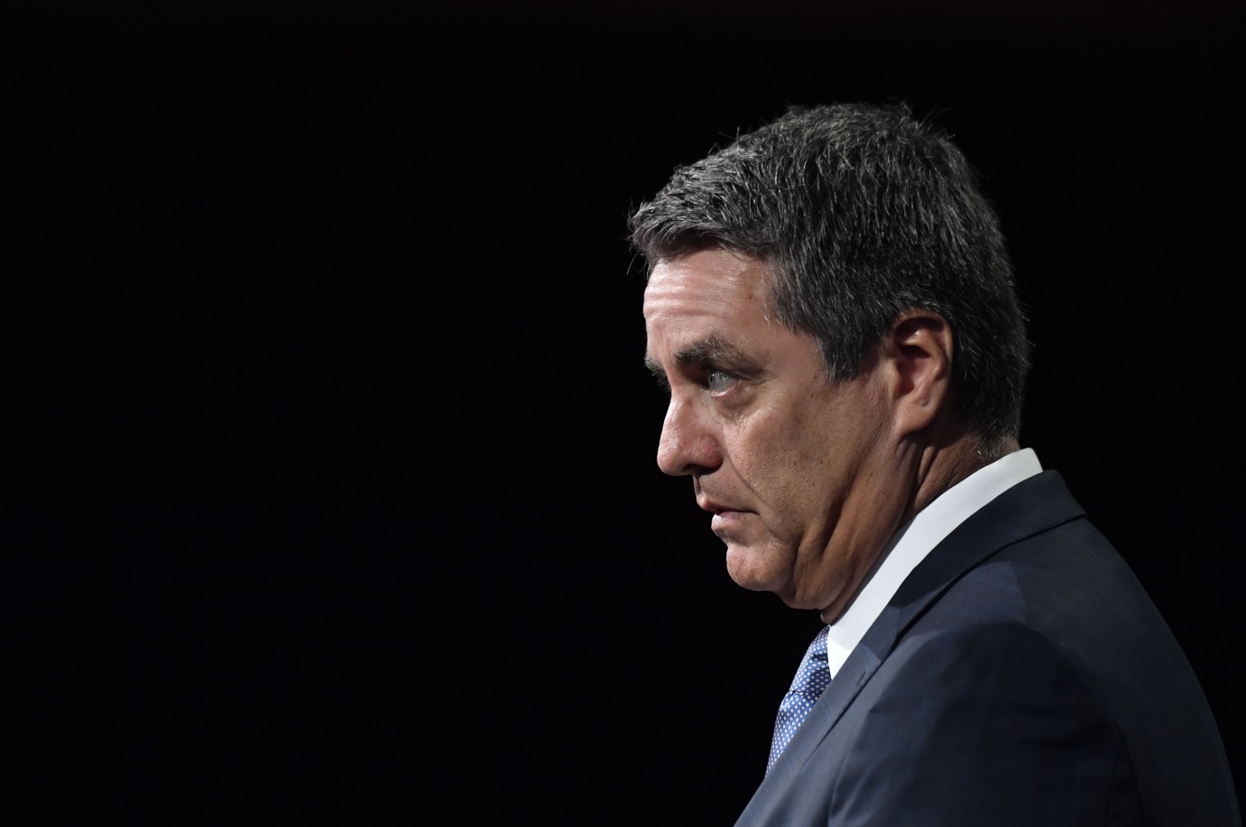 Roberto Azevedo, director de la OMC durante una conferencia organizada por la Federación de Industrias Alemanas. (Foto: AFP)