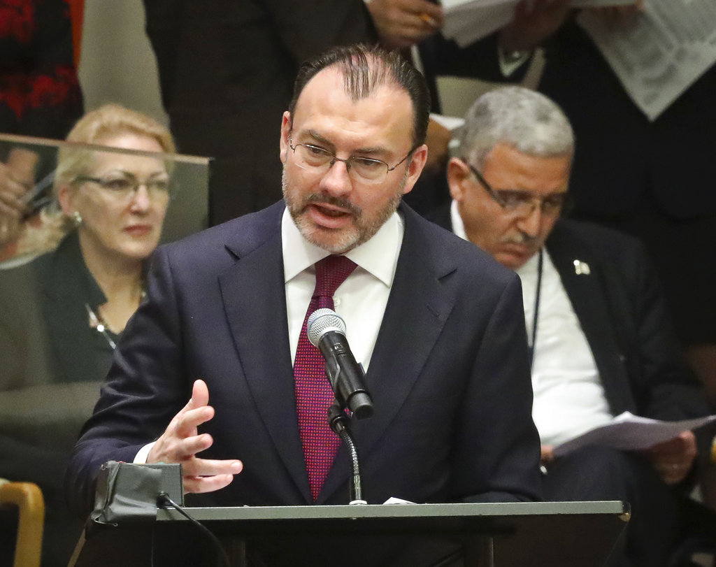 El canciller participó está mañana en  la conmemoración del Día Internacional para la Eliminación Total de las Armas Nucleares. (AP)
