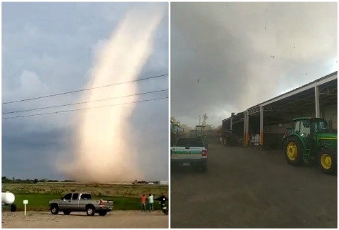 El tornado se formóe n las inmediaciones de una empresa de tractores e implementos agrícolas. (Especial)