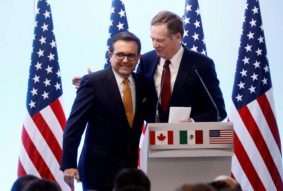 Ildelfonso Guajardo y Robert Lighthizer llegaron a un acuerdo de entendimiento bilateral del TLC el 27 de agosto (Reuters).