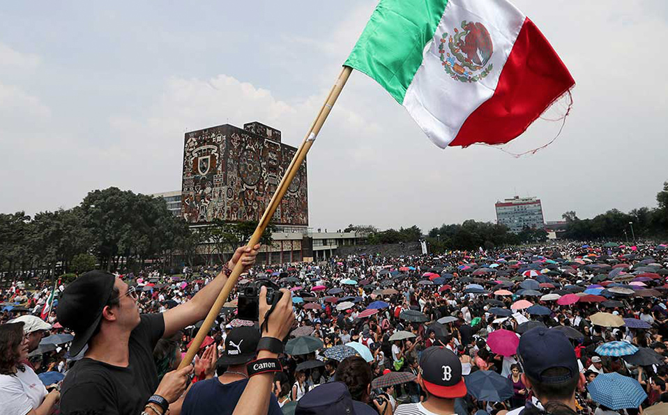 Protesta por la presencia de porros en la UNAM, septiembre 2018 Foto: AFP