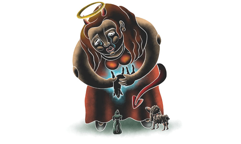 Pensé que doña Lena le diría al abusón de su marido que amenacé al "Cirquero". (Ilustración: Luis M. Morales)