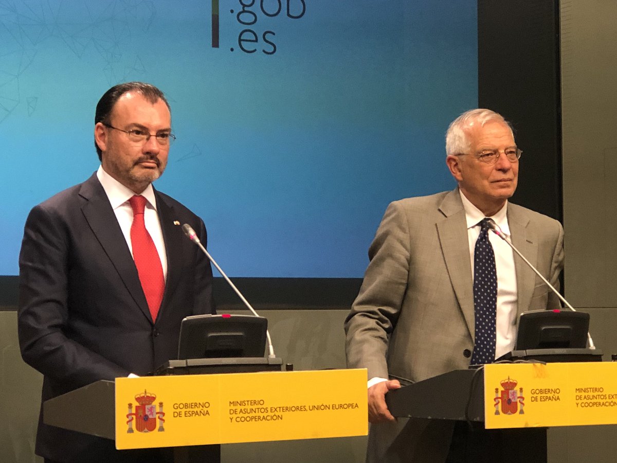 El canciller Luis Videgaray y su homólogo espaol, Josep Borrell. (SRE)
