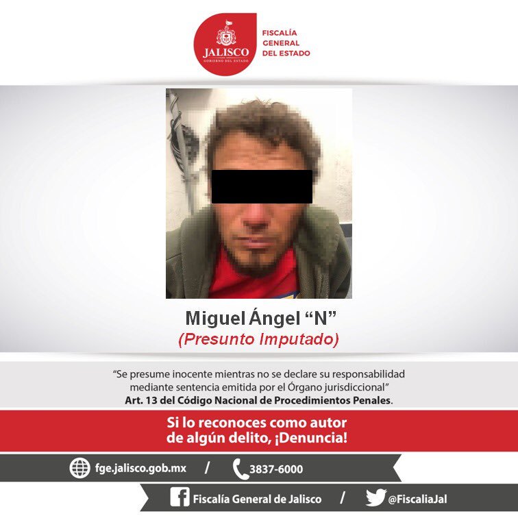 Miguel Ángel “N”, fue detenido en la colonia Lomas de la Primavera, en el municipio de Zapopan. (Cortesía)