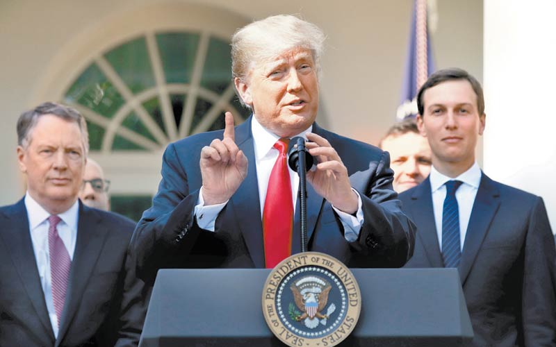El estadunidense dio una conferencia de prensa en los jardines de la Casa Blanca (Foto: Pablo Martínez/AP).
