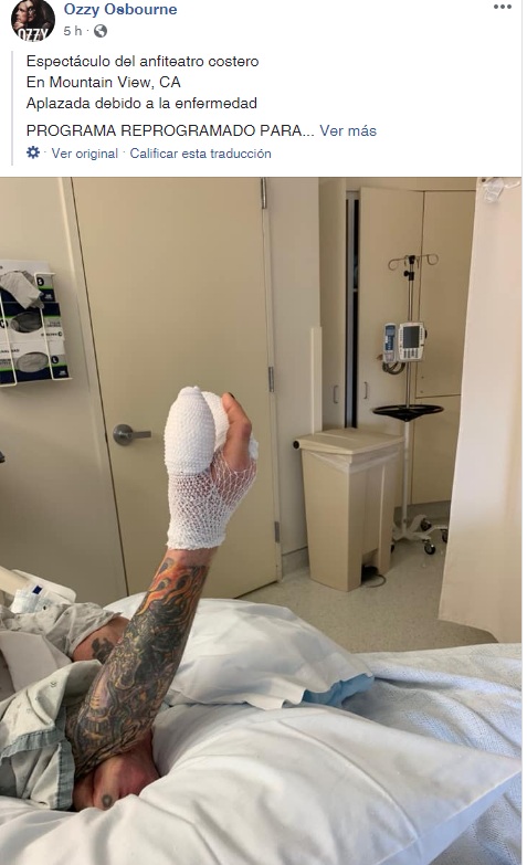 Ozzy Osbourne  en el hospital tras operación en  su mano (Foto: Facebook)