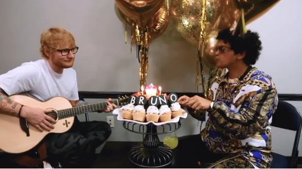 Bruno Mars festeja su cumpleaños en compañía de Ed Sheeran (Foto: Instagram)