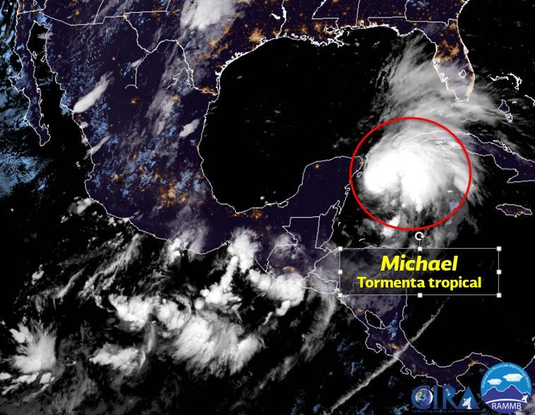 La Conagua informó que, con vientos de 110 km/h, 'Michael' está próximo a convertirse en huracán. (@conagua_clima)