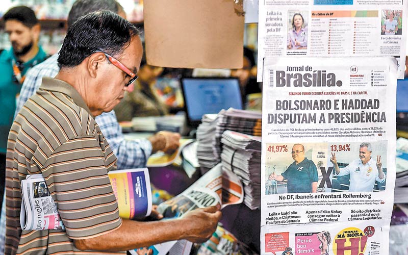 La Bolsa de valores de Sao Paulo ganó ayer 4.57% al mostrar optimismo por los resultados del candidato de la ultraderecha. (Foto: Evaristo Sa-AFP)