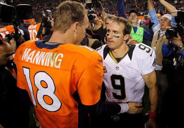 Peyton Manning y Drew Brees (AP)