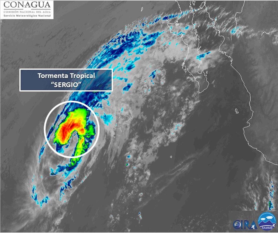 Tormenta trpoical 'Sergio'. | Tomada de @conagua_clima