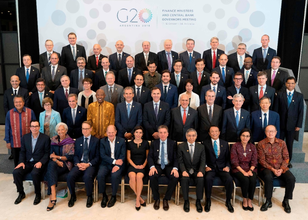 Ministros de finanzas y gobernadores bancarios del G20 (Foto: AFP)