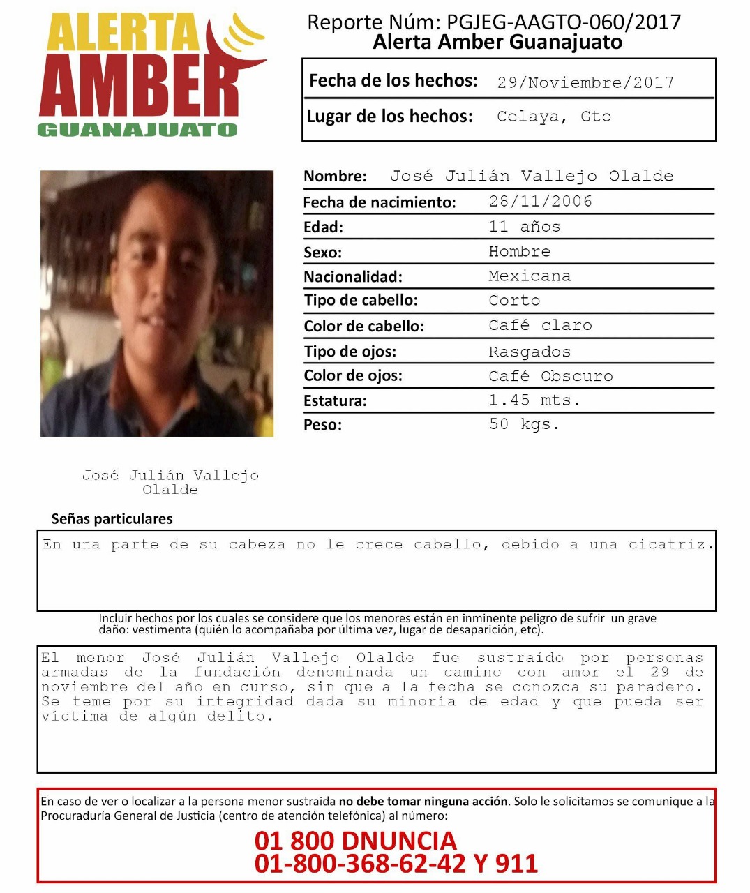 Alerta de un menor que aún no ha sido localizado