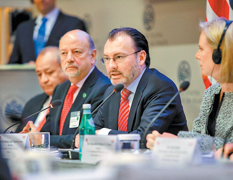 El titular de la SRE, Luis Videgaray, en Washington. (Especial)