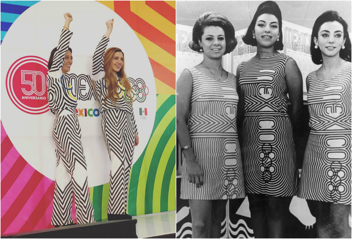 Con desfile, conmemoraron a las edecanes de los Juegos de México 1968 (@mybikinina y @juegosolimpicos)