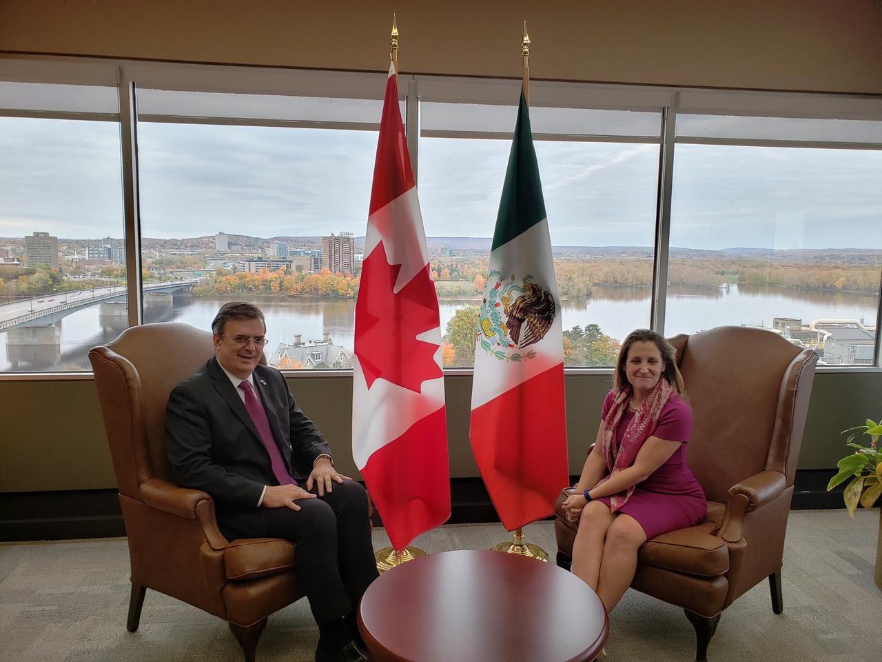 En Ottawa, Marcelo Ebrard se reunió con Chrystia Freeland la ministra de Relaciones Exteriores de Canadá (Especial)