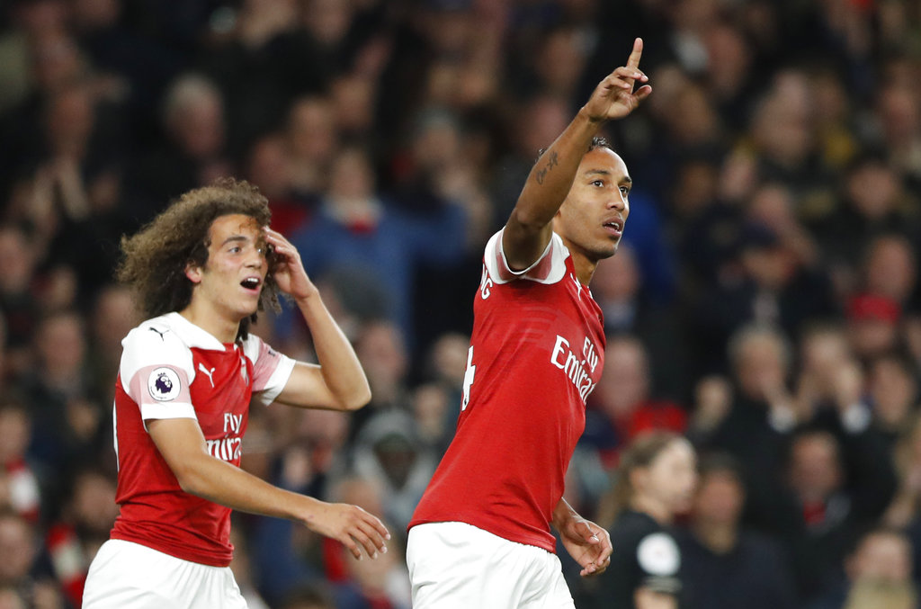 Pierre-Emerick Aubameyang anotó en el triunfo del Arsenal (AP)