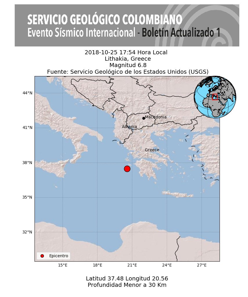El epicentro del sismo fue en el Mar Jónico.
