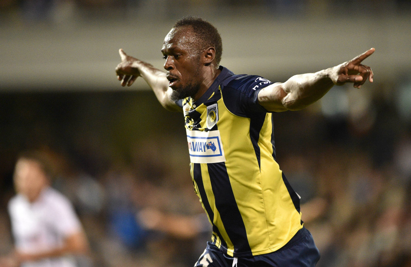 Usain Bolt con el Central Coast Mariners (AFP)