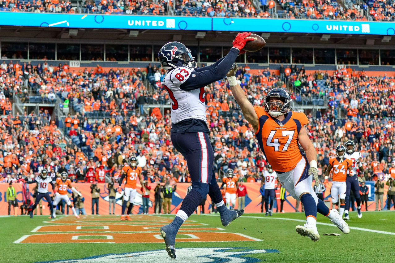 Thomas tuvo una recepción de touchdown en su regreso a Denver, en donde estaba hasta la semana anterior (AFP)