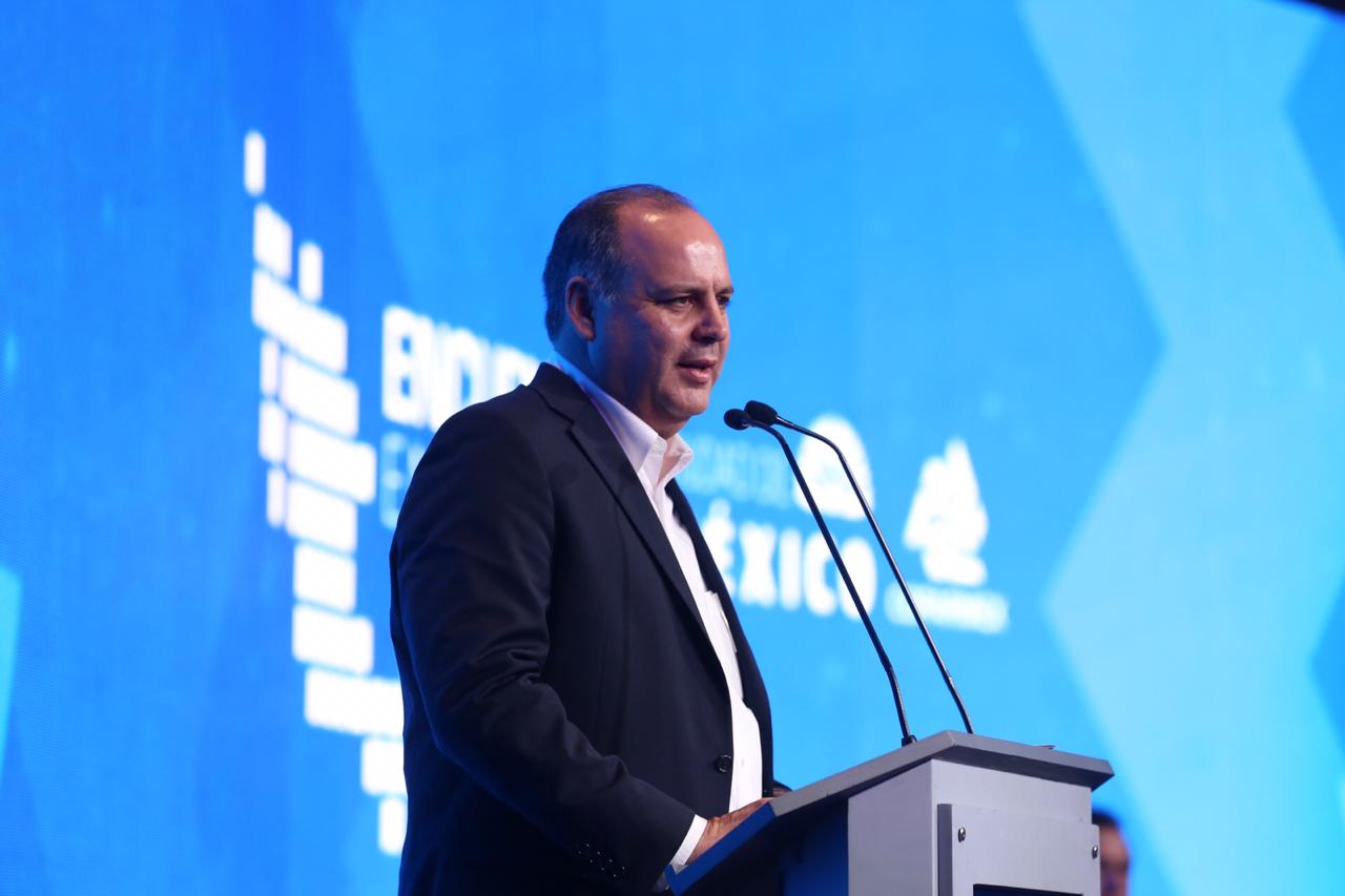 Gustavo de Hoyos, presidente de la Coparmex, durante la inauguración del encuentro empresarial 2018. (Fotos de Jorge Carballo)